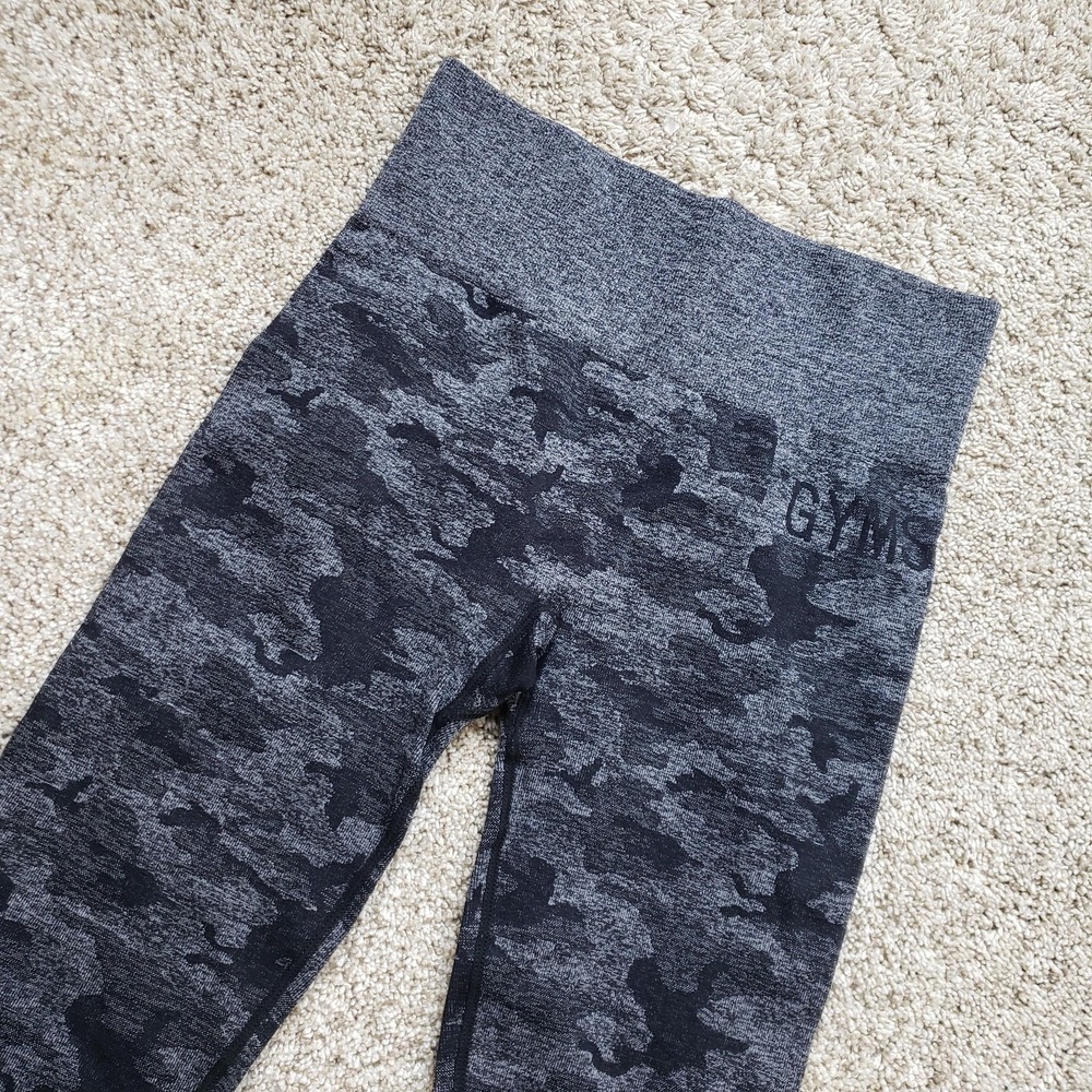 Gymshark Leggings Womens Medium Gray Camouflage High Waist‎ Seamless Compression